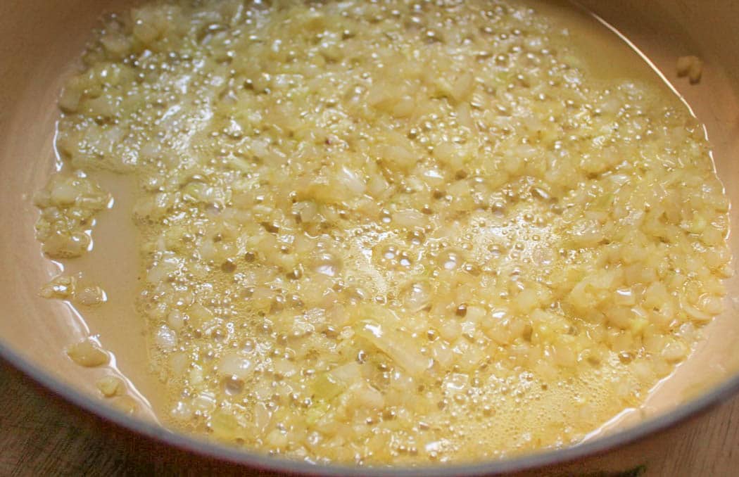 Farro-risotto-with-prosciutto-parmesan-and-brussels-sprouts-step-3