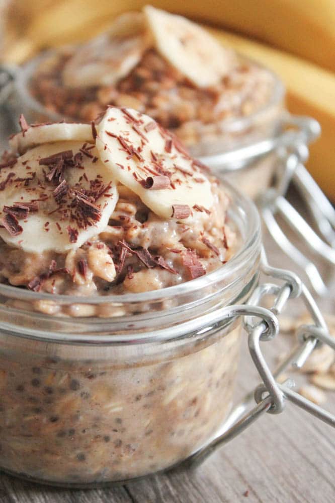 peanut butter and banana overnight oats 