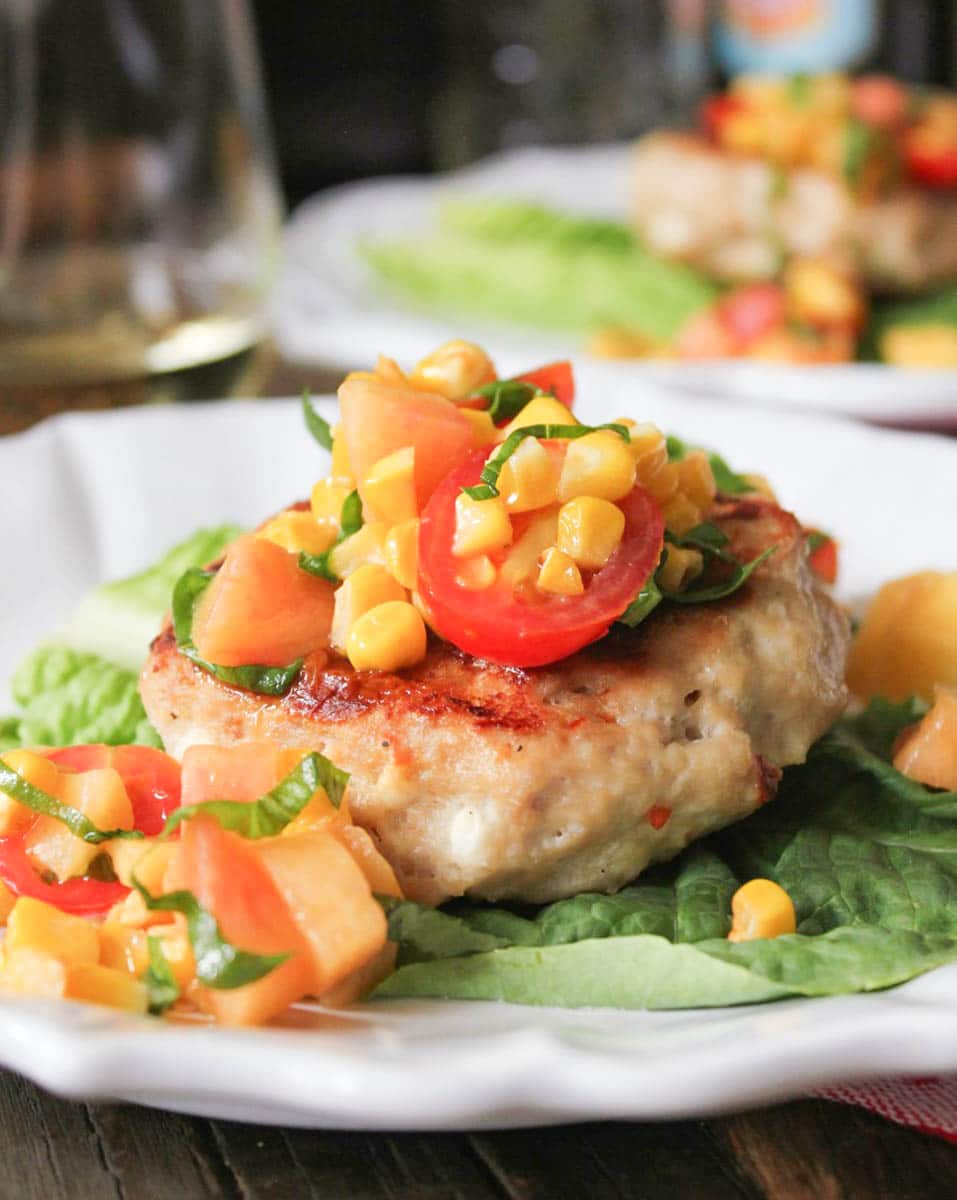 chicken-and-goat-cheese-burgers-with-peaches-corn-and-cherry-tomatoes-4