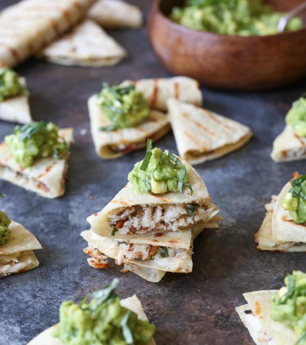 Mini-Crab-and-Bacon-Quesadillas-with-Sweet-Corn-Guacamole-4