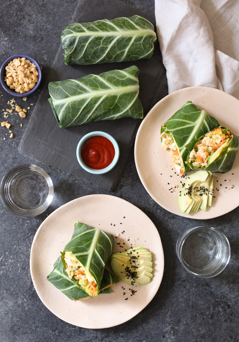 sriracha-chicken-salad-collard-wraps-with-mango-avocado-and-slaw
