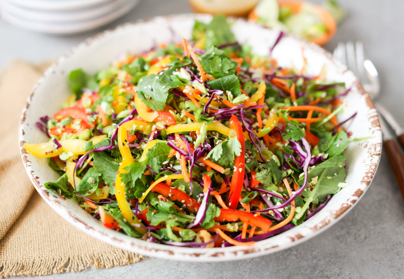 Thai Cashew Chopped Salad with Sesame-Garlic Dressing