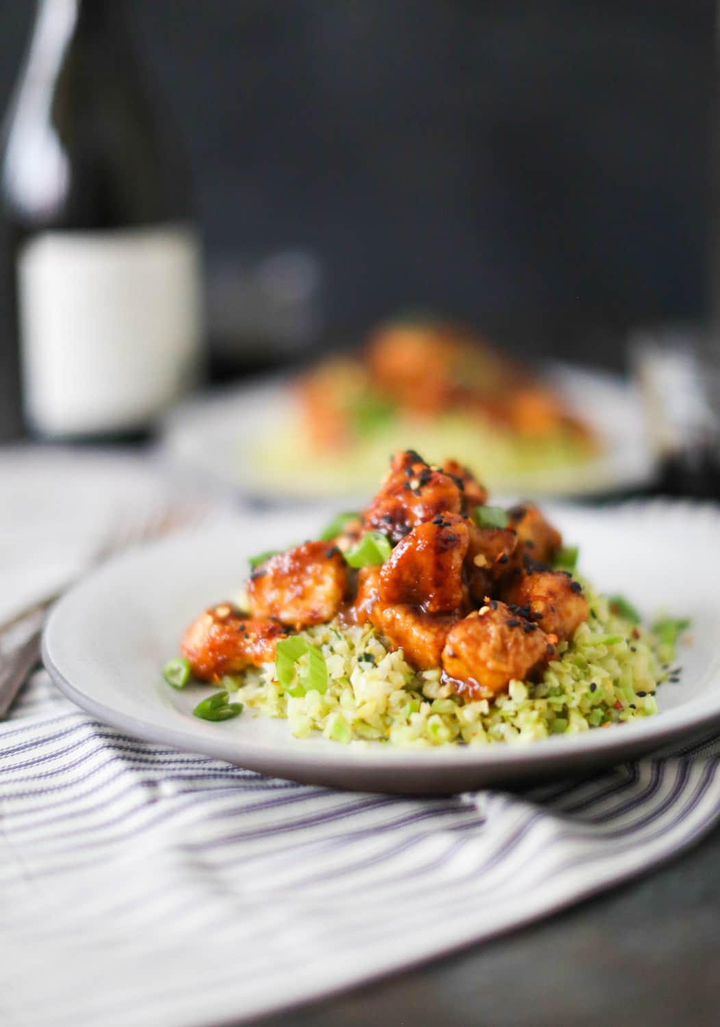 Crispy Orange Chicken with Lemon-Ginger Broccoli Rice