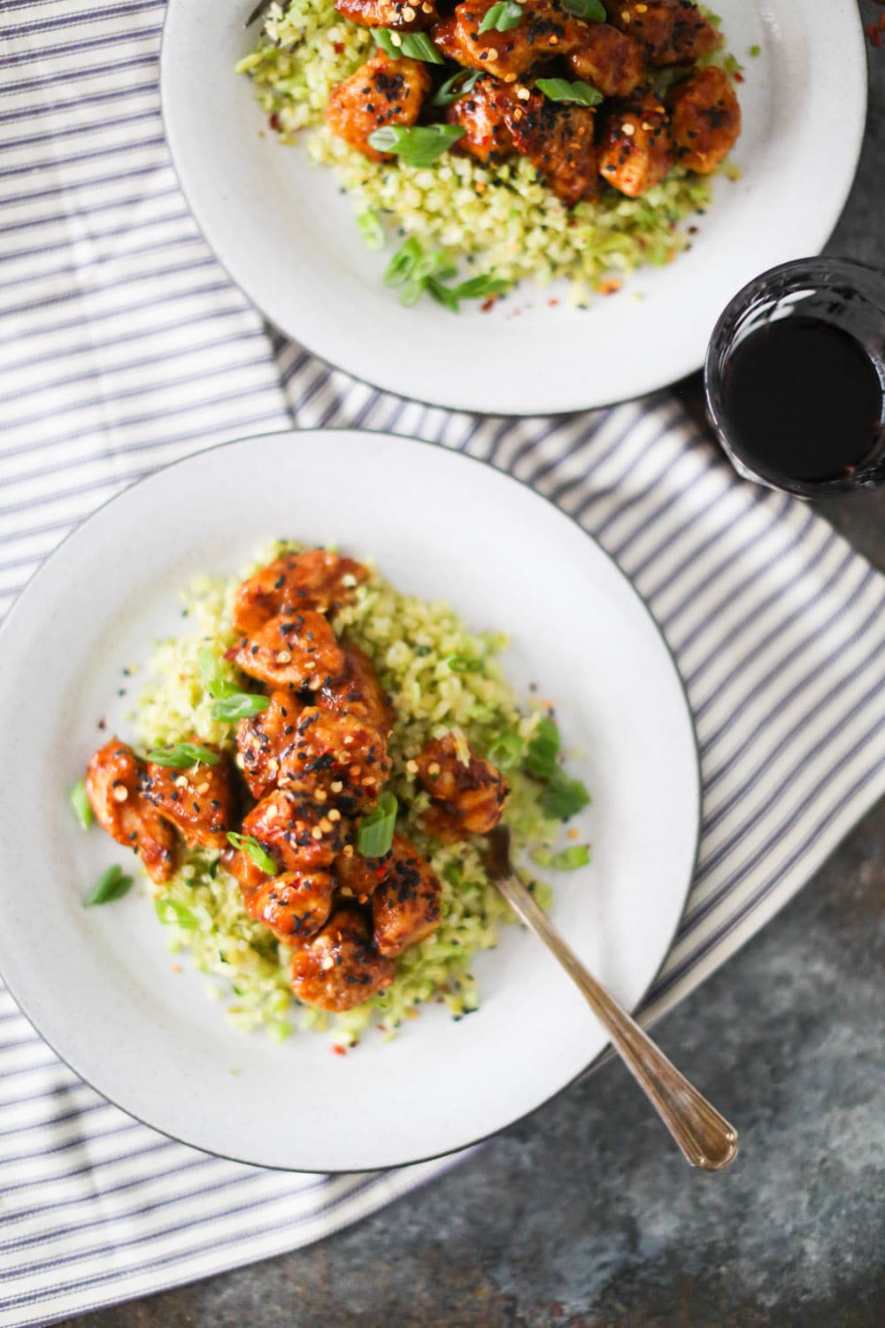Crispy Orange Chicken with Lemon-Ginger Broccoli Rice