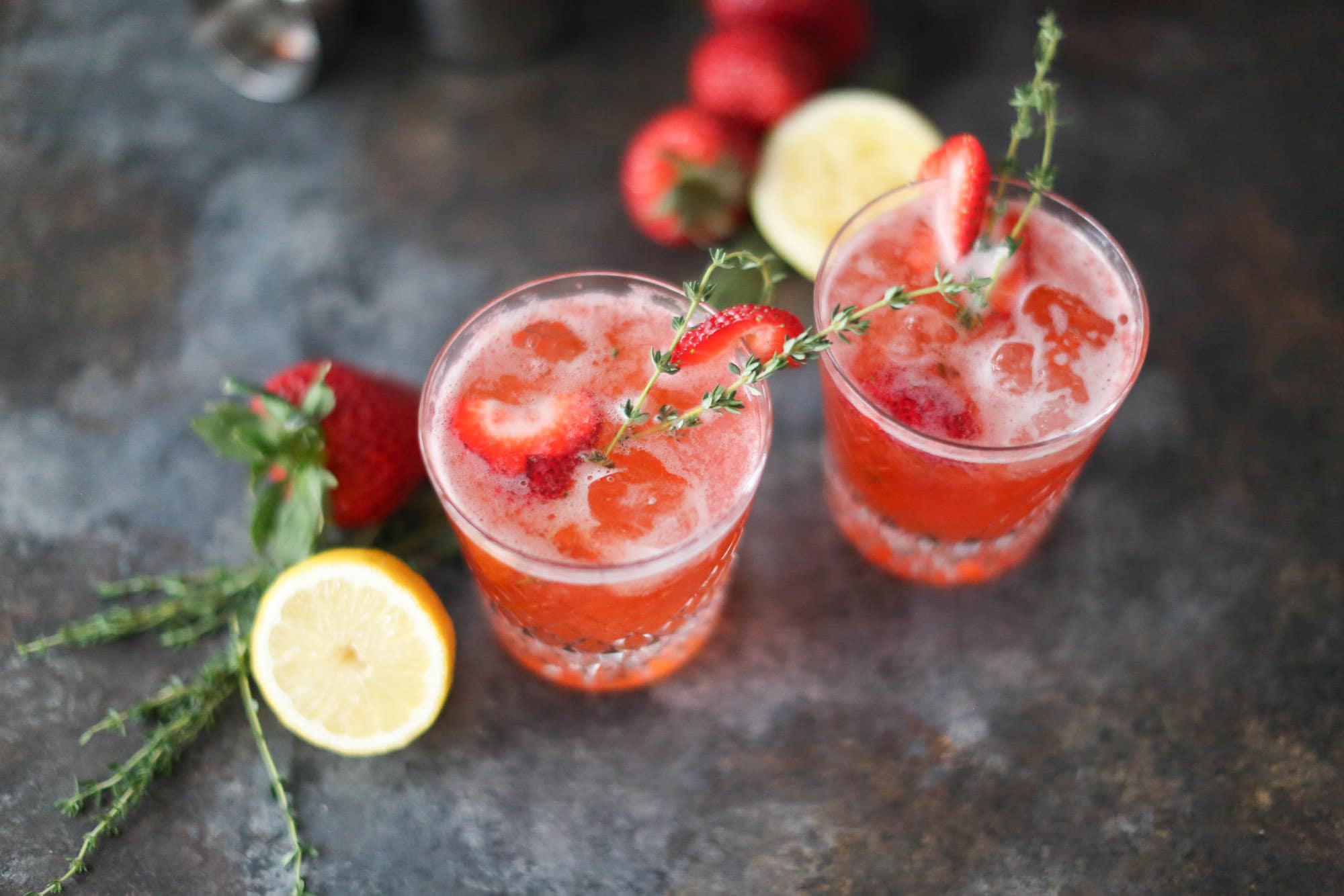 Strawberry Thyme Cooler Cocktail