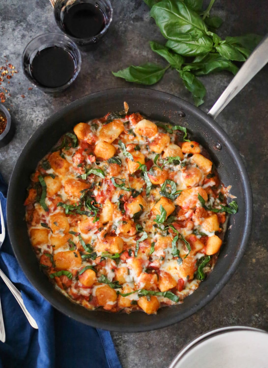 Skillet Cauliflower Gnocchi with Sausage and Spinach